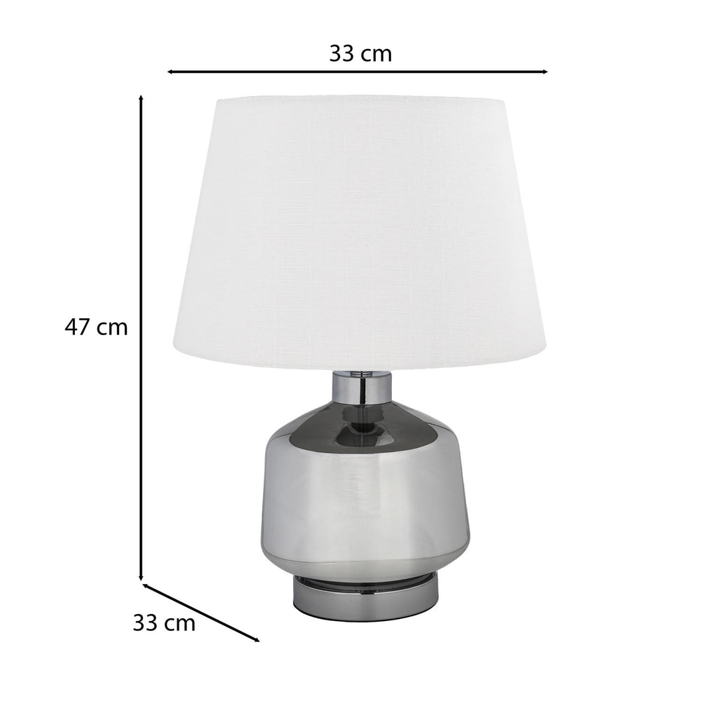 Rounded Trapeze Table Lamp- Grey & Off White
