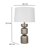Stacked Drums Metal & Fabric Table Lamp- Silver & White