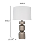 Stacked Drums Metal & Fabric Table Lamp- Silver & White