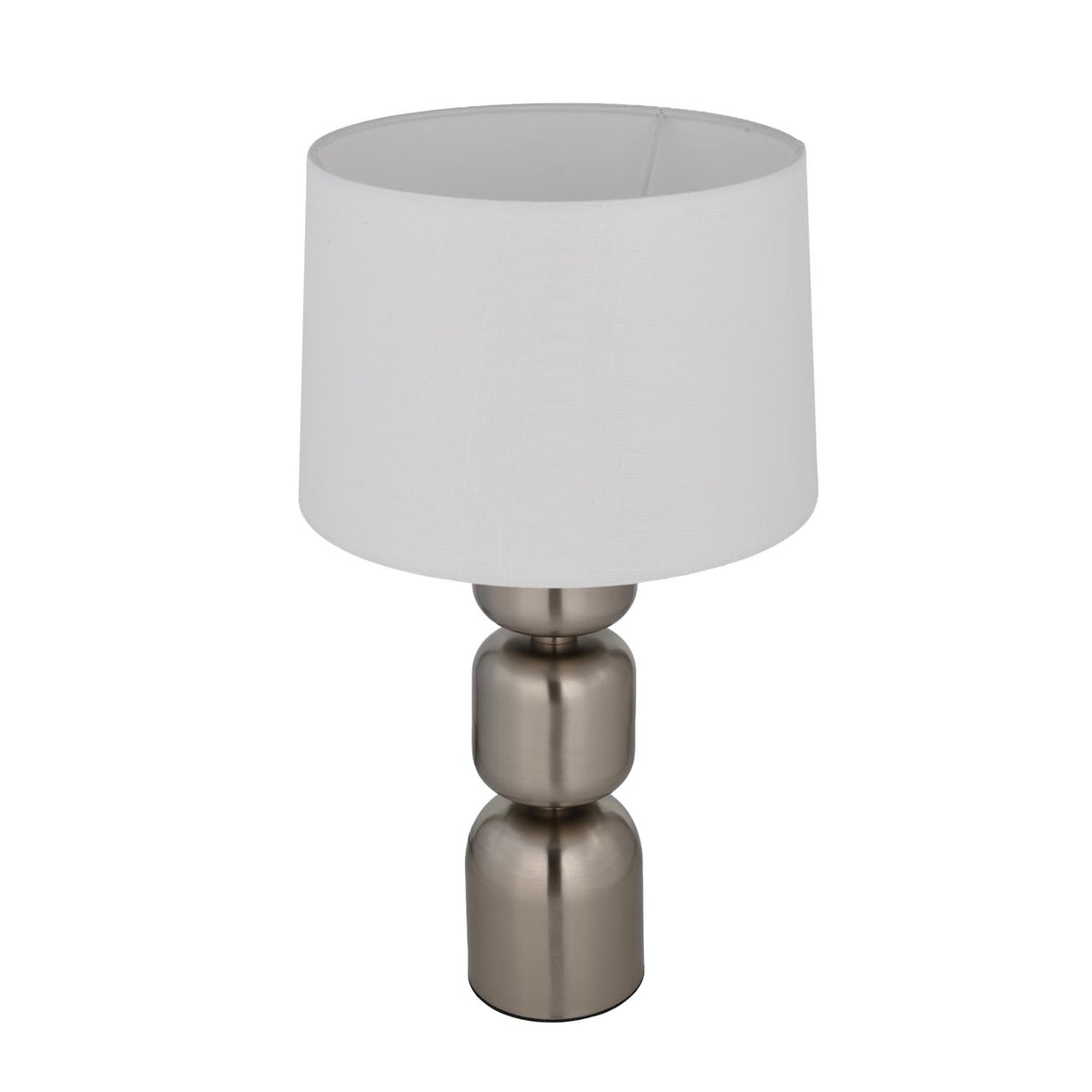 Stacked Drums Metal & Fabric Table Lamp- Silver & White