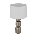 Stacked Drums Metal & Fabric Table Lamp- Silver & White