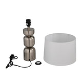 Stacked Drums Metal & Fabric Table Lamp- Silver & White