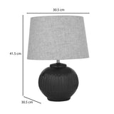 Decorative Sphere Base Table Lamp- Walnut & Cream