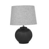 Decorative Sphere Base Table Lamp- Walnut & Cream