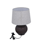 Decorative Sphere Base Table Lamp- Walnut & Cream