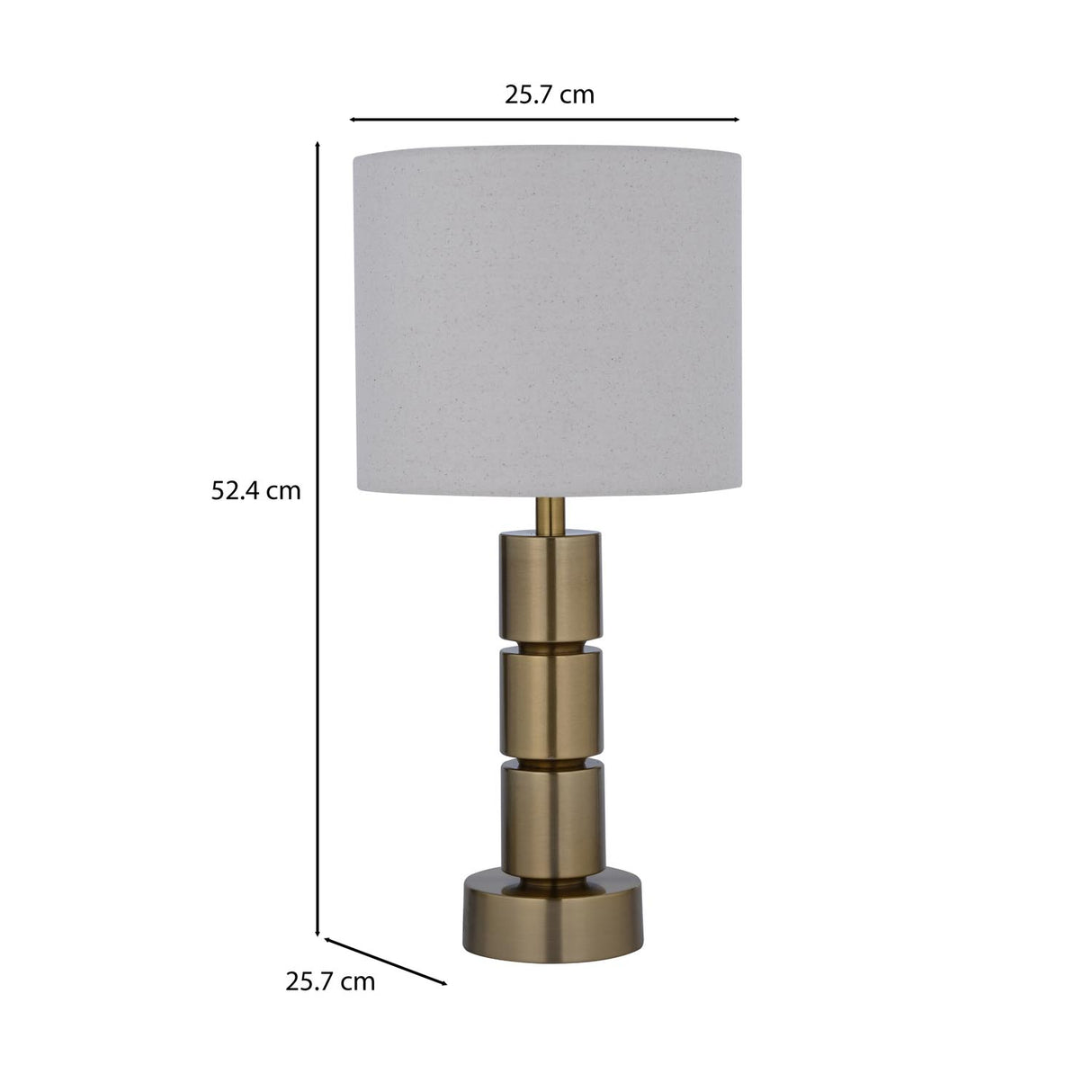 Stacked Drums Metal & Fabric Table Lamp- Gold & Cream