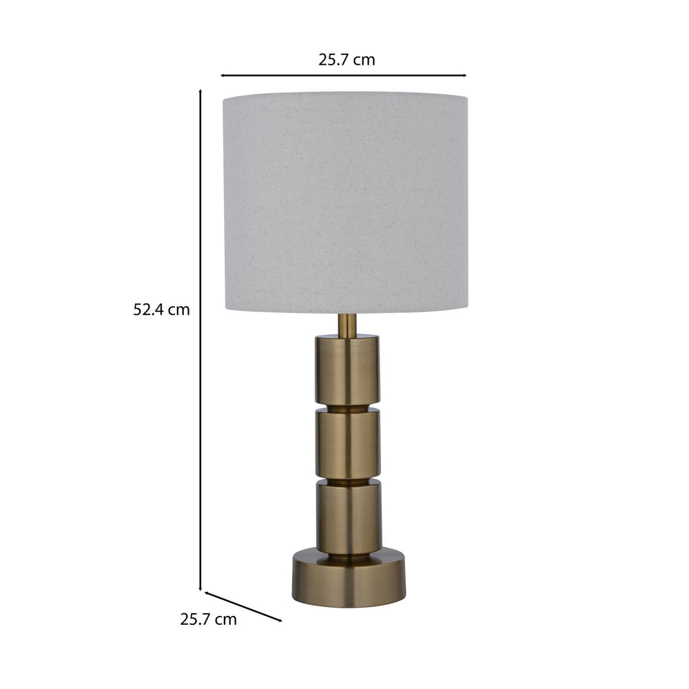 Stacked Drums Metal & Fabric Table Lamp- Gold & Cream