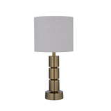 Stacked Drums Metal & Fabric Table Lamp- Gold & Cream