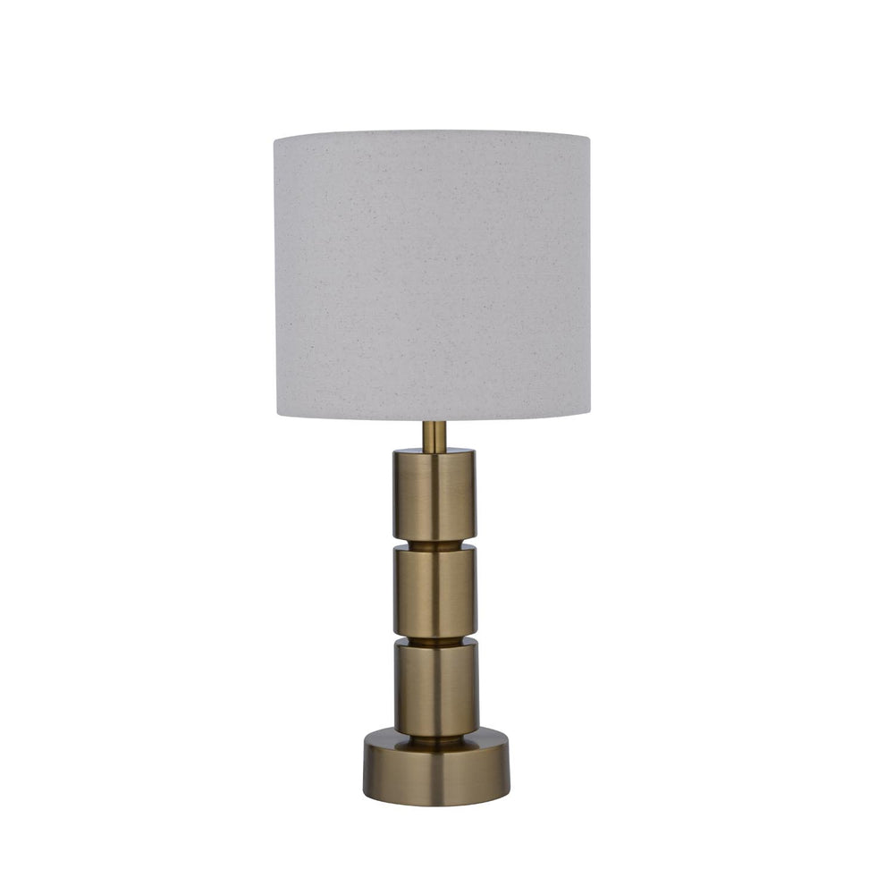 Stacked Drums Metal & Fabric Table Lamp- Gold & Cream