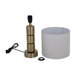 Stacked Drums Metal & Fabric Table Lamp- Gold & Cream