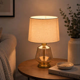 Decorative Polygonal Table Lamp- Orange & Cream