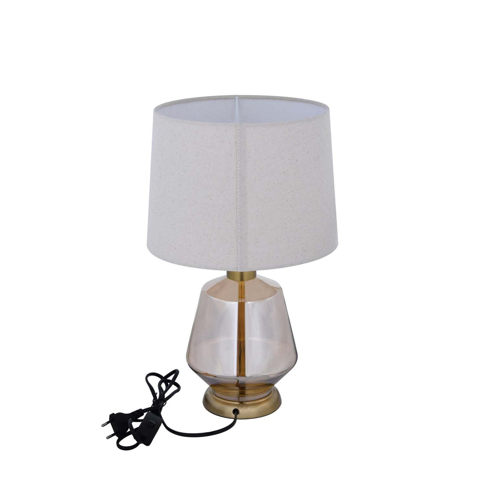 Decorative Polygonal Table Lamp- Orange & Cream