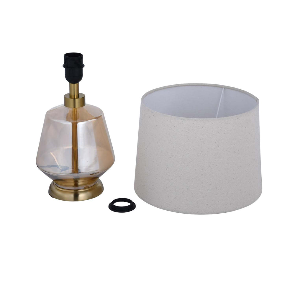 Decorative Polygonal Table Lamp- Orange & Cream