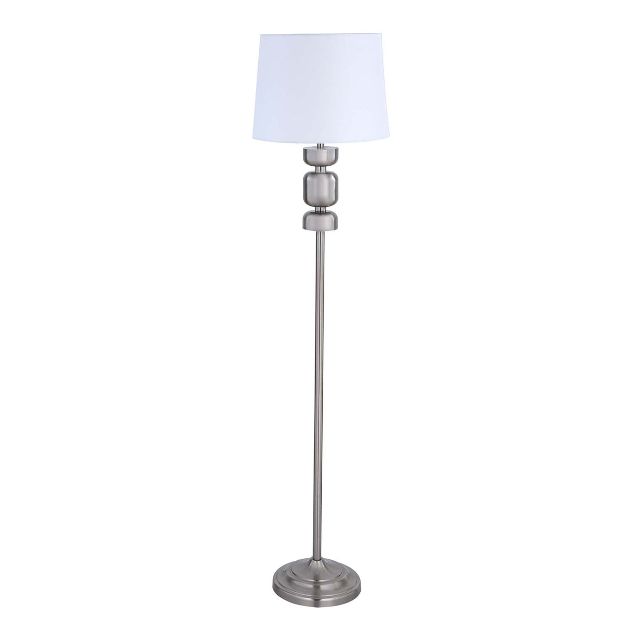 Stacked Drums Metal & Fabric Floor Lamp- Silver & White