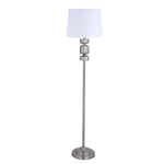 Stacked Drums Metal & Fabric Floor Lamp- Silver & White
