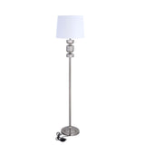 Stacked Drums Metal & Fabric Floor Lamp- Silver & White
