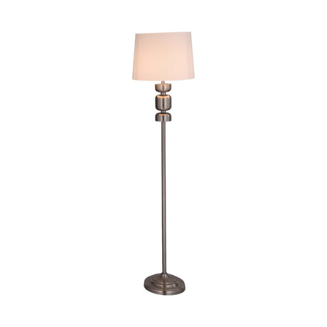 Stacked Drums Metal & Fabric Floor Lamp- Silver & White