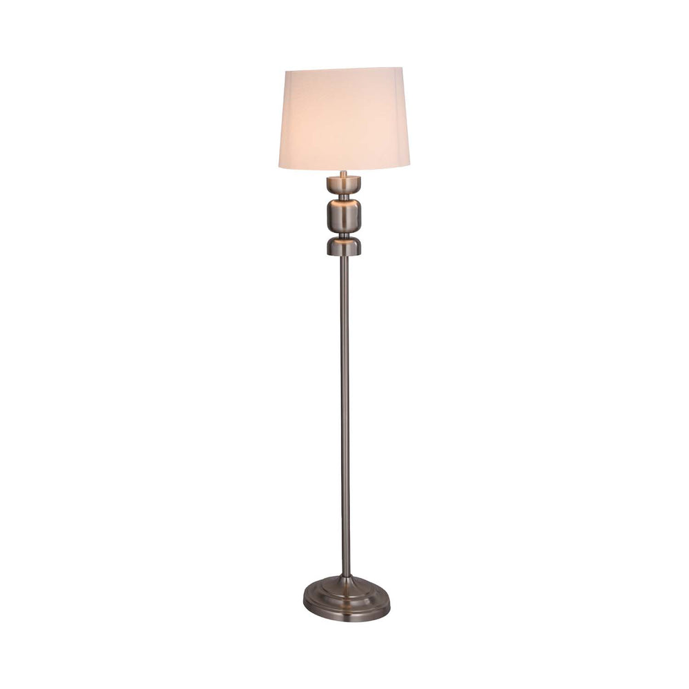Stacked Drums Metal & Fabric Floor Lamp- Silver & White