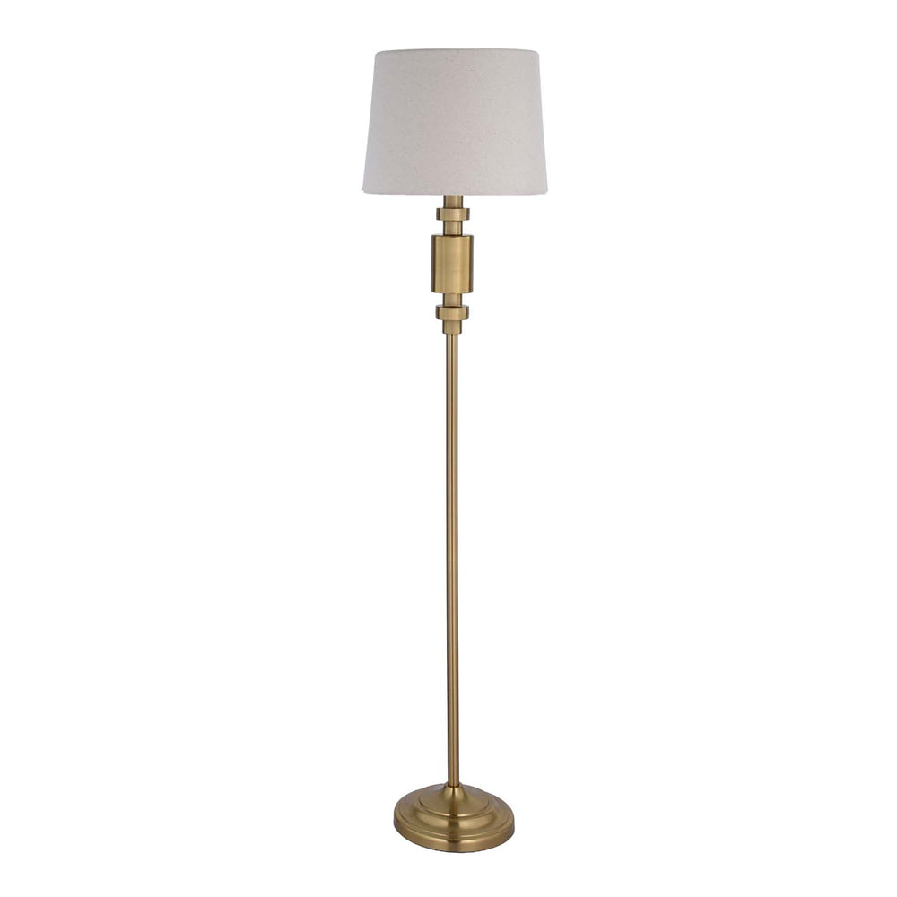 Stacked Drums Metal & Fabric Floor Lamp- Gold & Cream