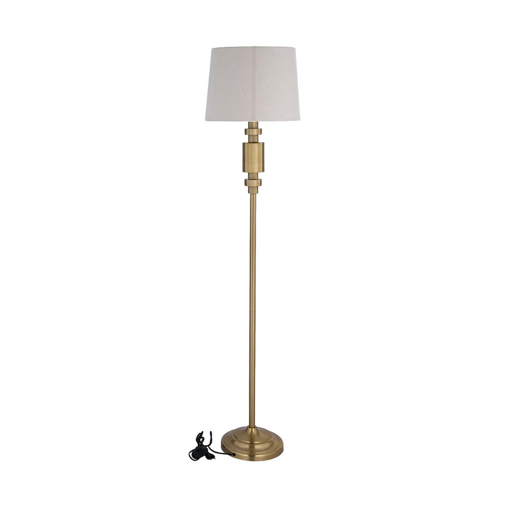 Stacked Drums Metal & Fabric Floor Lamp- Gold & Cream