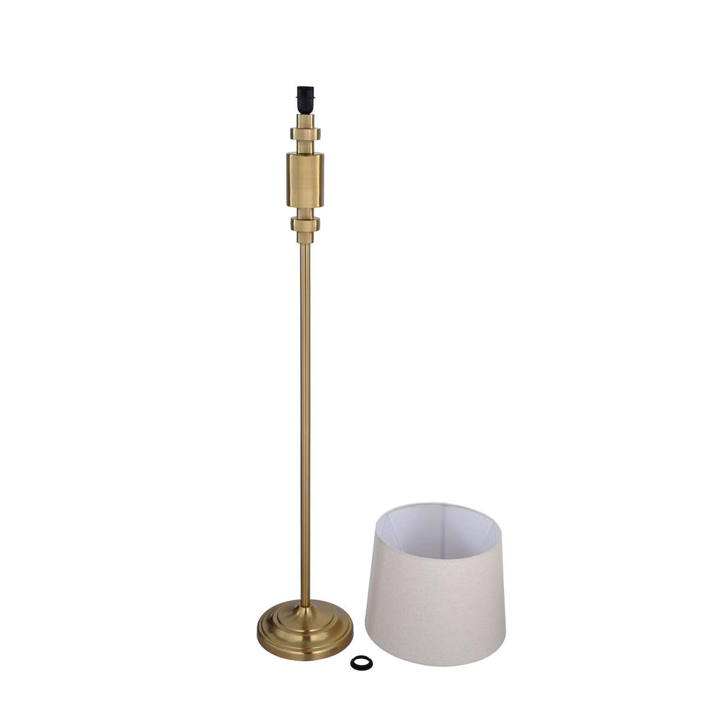 Stacked Drums Metal & Fabric Floor Lamp- Gold & Cream