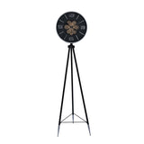 Gear Mechanism Floor Clock- Black & Silver