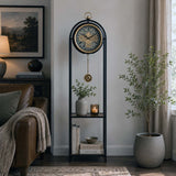 Grandfather Floor Clock- Black & Beige