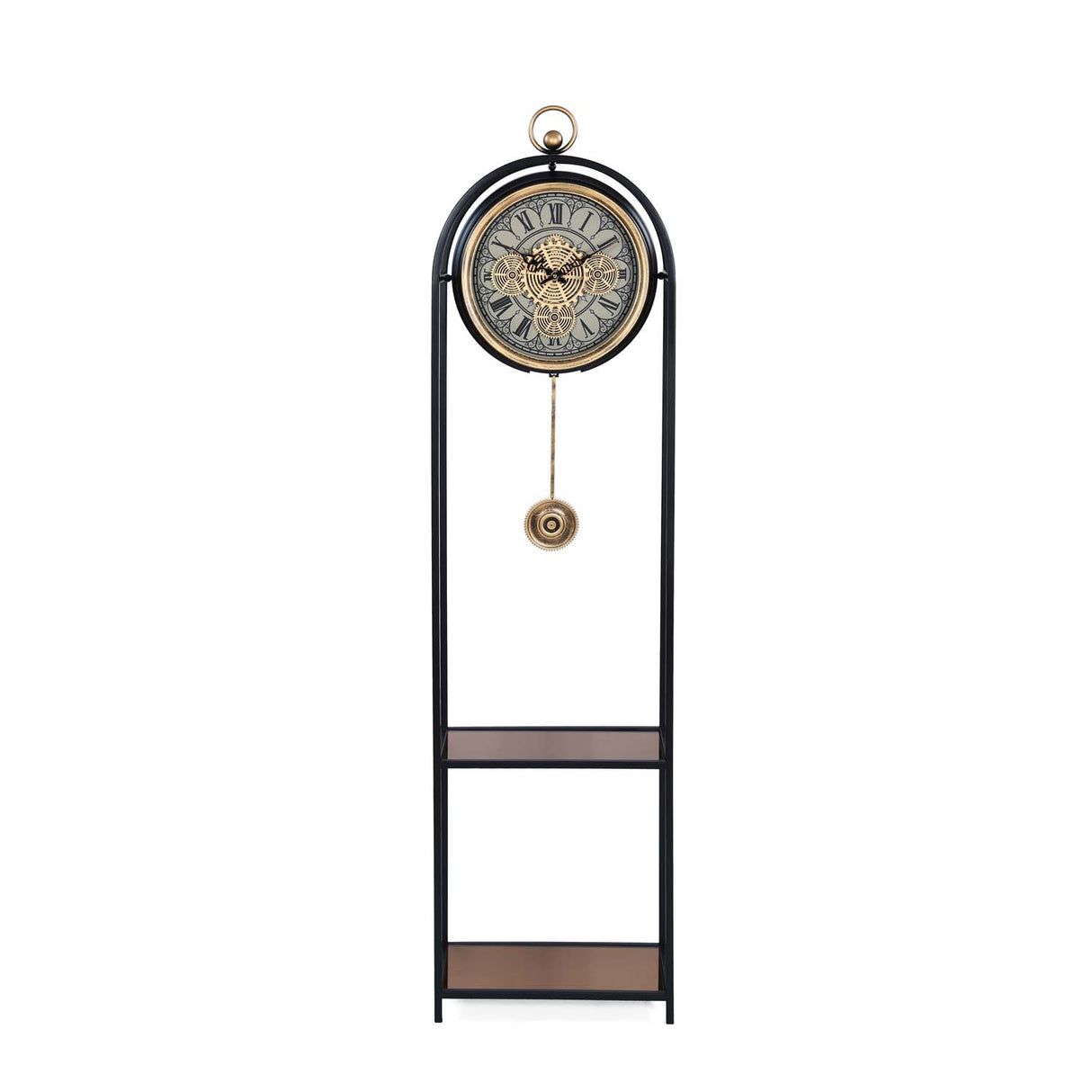 Grandfather Floor Clock- Black & Beige