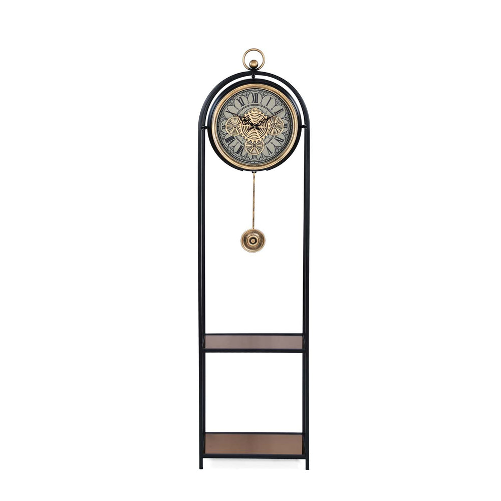 Grandfather Floor Clock- Black & Beige