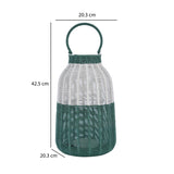 Decorative Two Toned Lantern- Green & Beige, Large