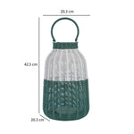 Decorative Two Toned Lantern- Green & Beige, Large