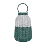 Decorative Two Toned Lantern- Green & Beige, Large