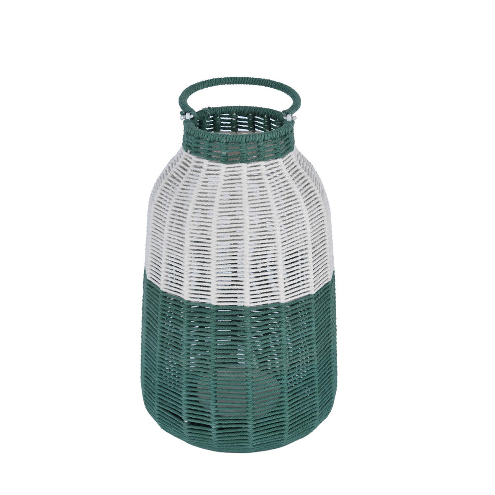 Decorative Two Toned Lantern- Green & Beige, Large