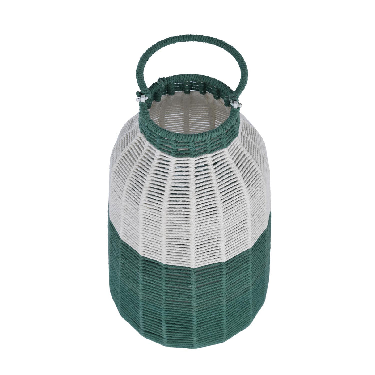 Decorative Two Toned Lantern- Green & Beige, Large