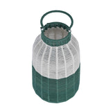 Decorative Two Toned Lantern- Green & Beige, Large
