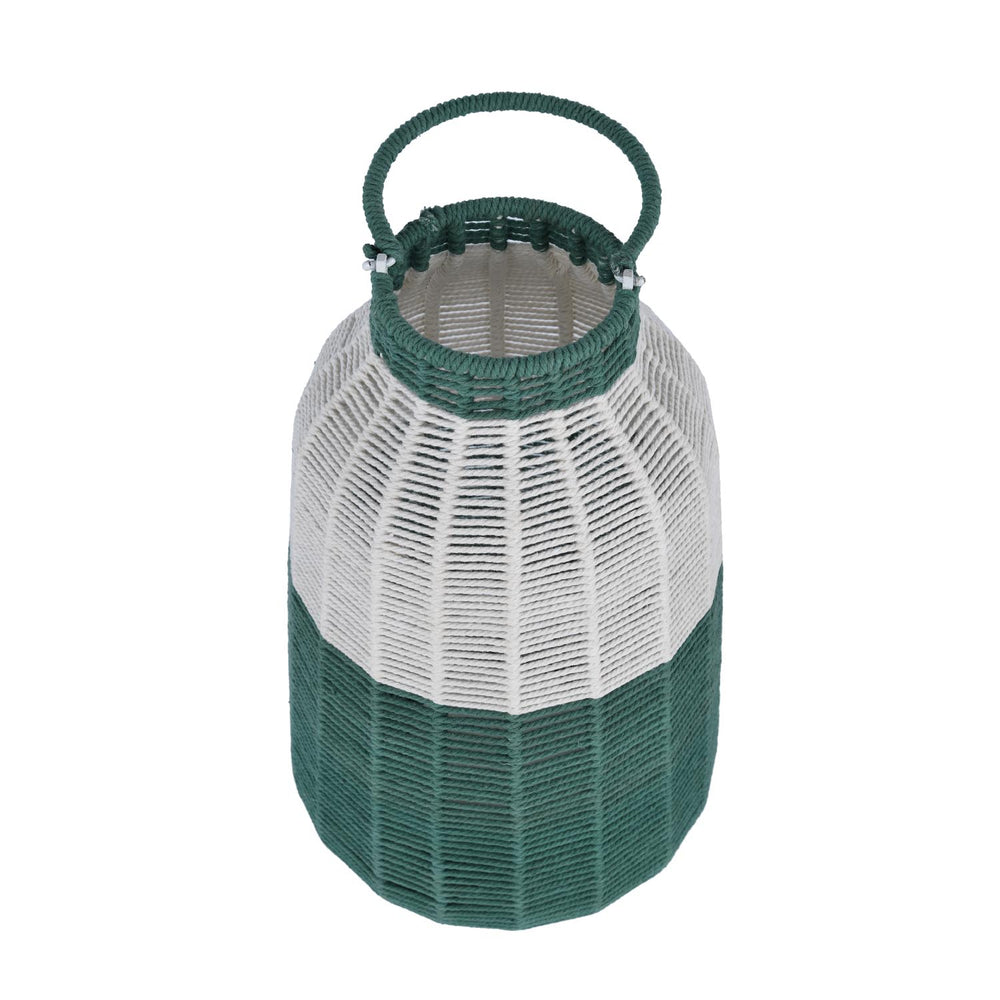 Decorative Two Toned Lantern- Green & Beige, Large