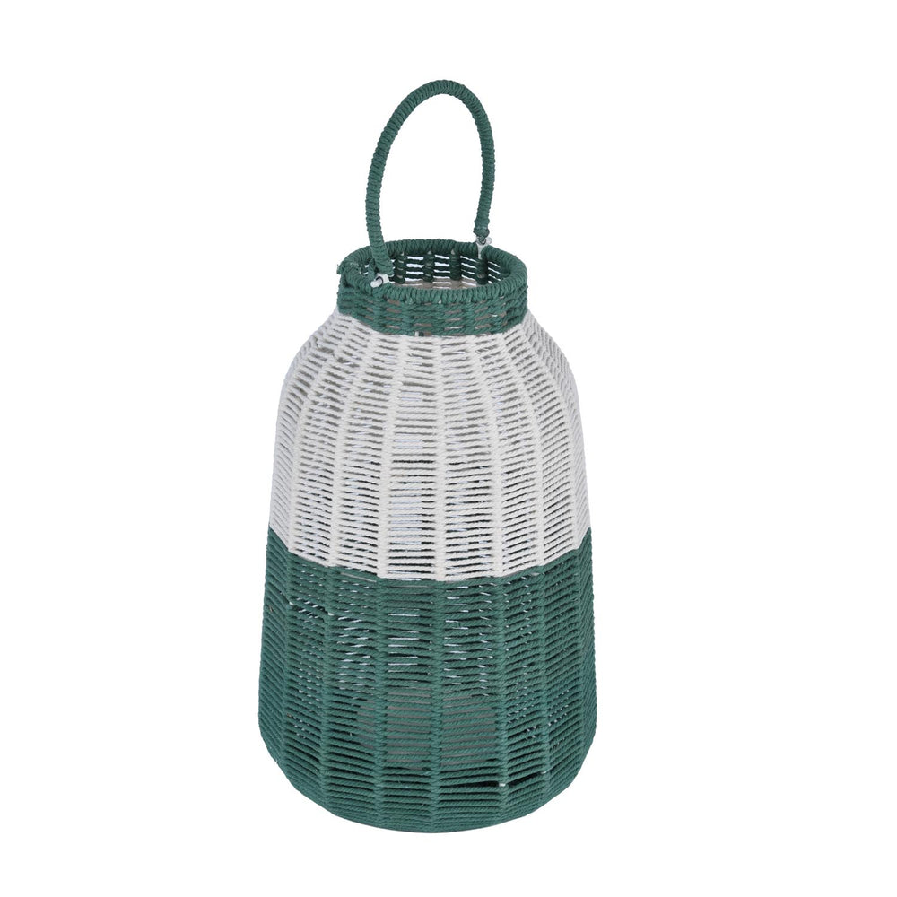 Decorative Two Toned Lantern- Green & Beige, Large