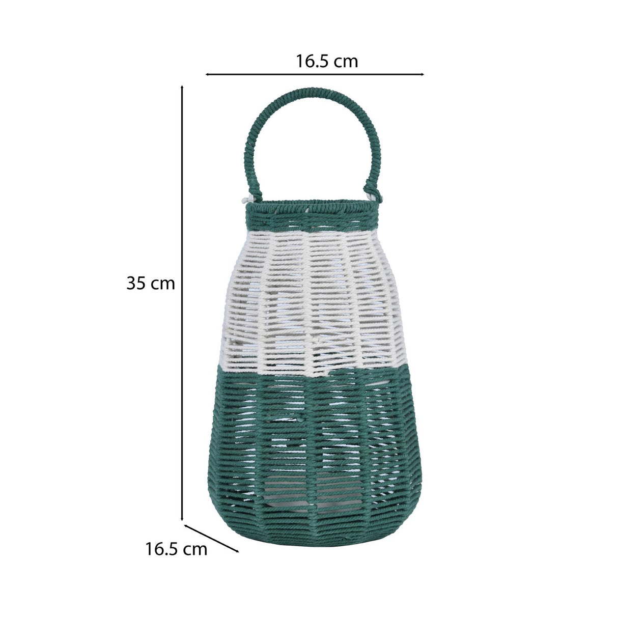 Decorative Two Toned Lantern- Green & Beige, Small