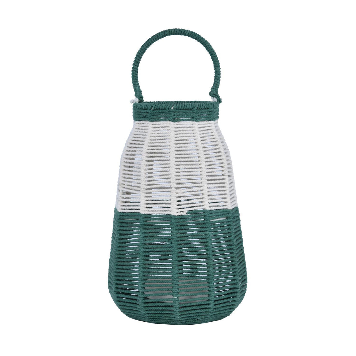 Decorative Two Toned Lantern- Green & Beige, Small