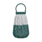 Decorative Two Toned Lantern- Green & Beige, Small