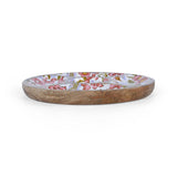 4 Compartments with Bowl Wooden Serving Platter- Pink
