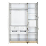 Tron 3 Door Wardrobe- Travertine & White