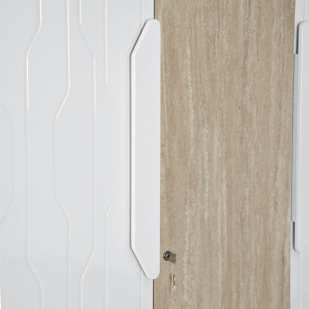 Tron 3 Door Wardrobe- Travertine & White