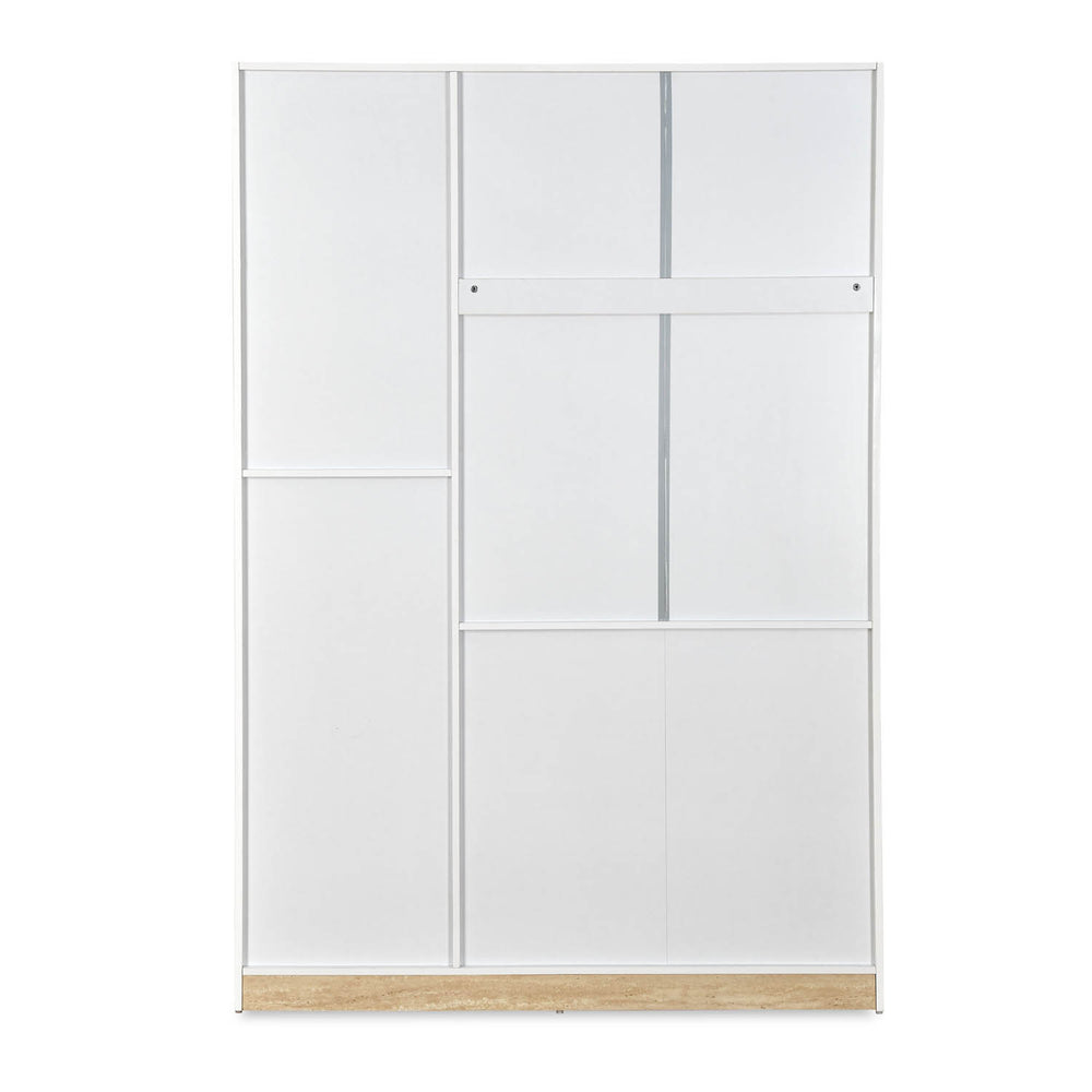 Tron 3 Door Wardrobe- Travertine & White