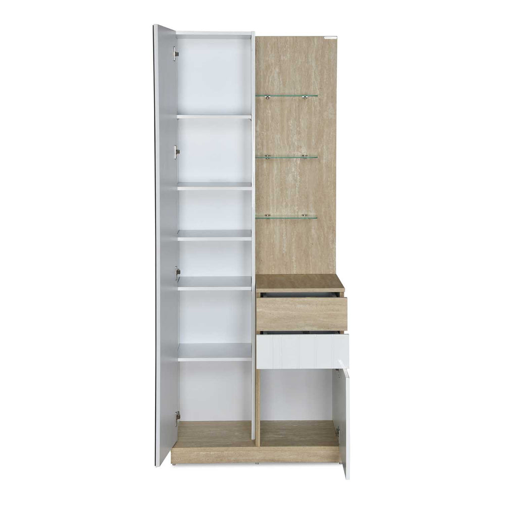 Tron Engineered Wood Dresser- Travertine & White