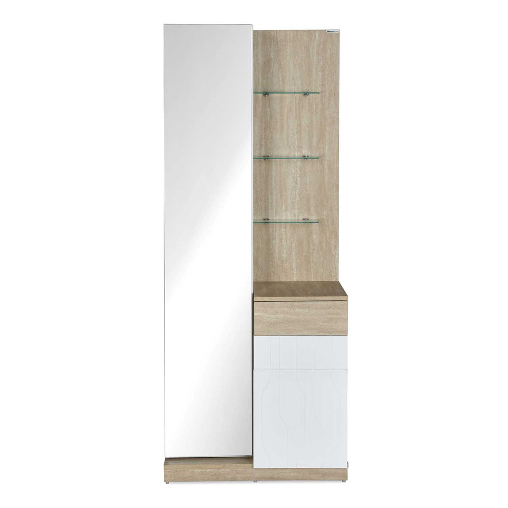 Tron Engineered Wood Dresser- Travertine & White