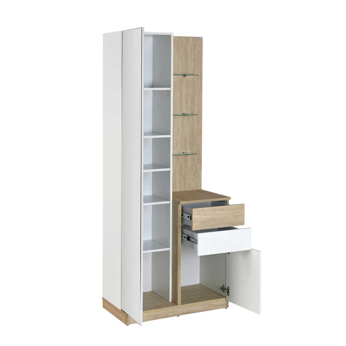 Tron Engineered Wood Dresser- Travertine & White