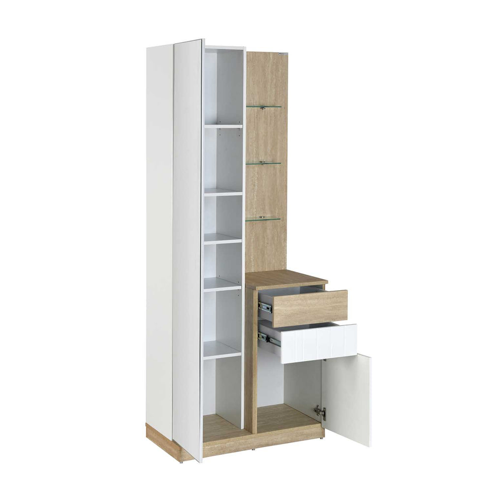 Tron Engineered Wood Dresser- Travertine & White