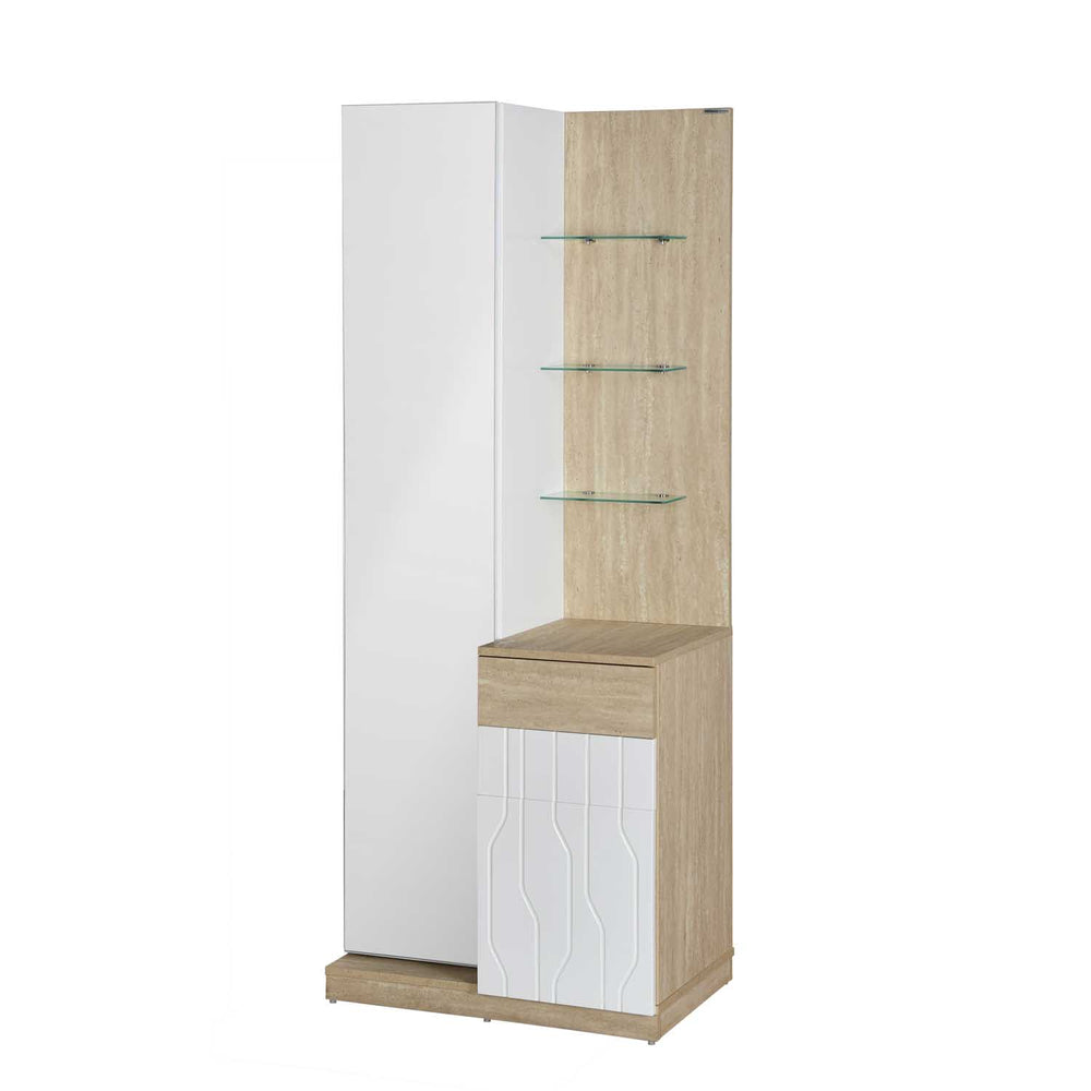 Tron Engineered Wood Dresser- Travertine & White