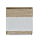 Tron Night Stand- Travertine & White